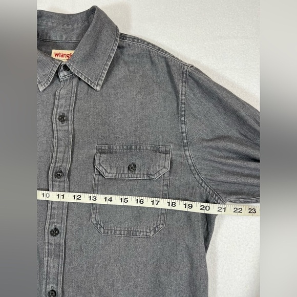 WRANGLER Men’s Authentics Long Sleeve Classic Button Down Gray Small Western - Picture 14 of 14
